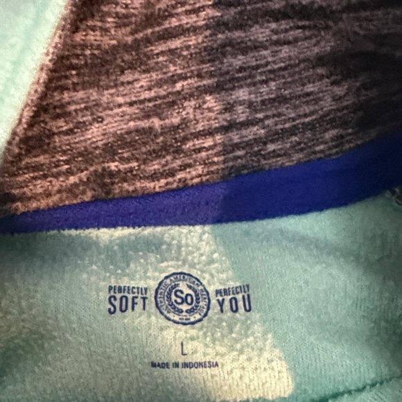 SO Aqua and Gray Quarter-Zip Pullover - Picture 2 of 3